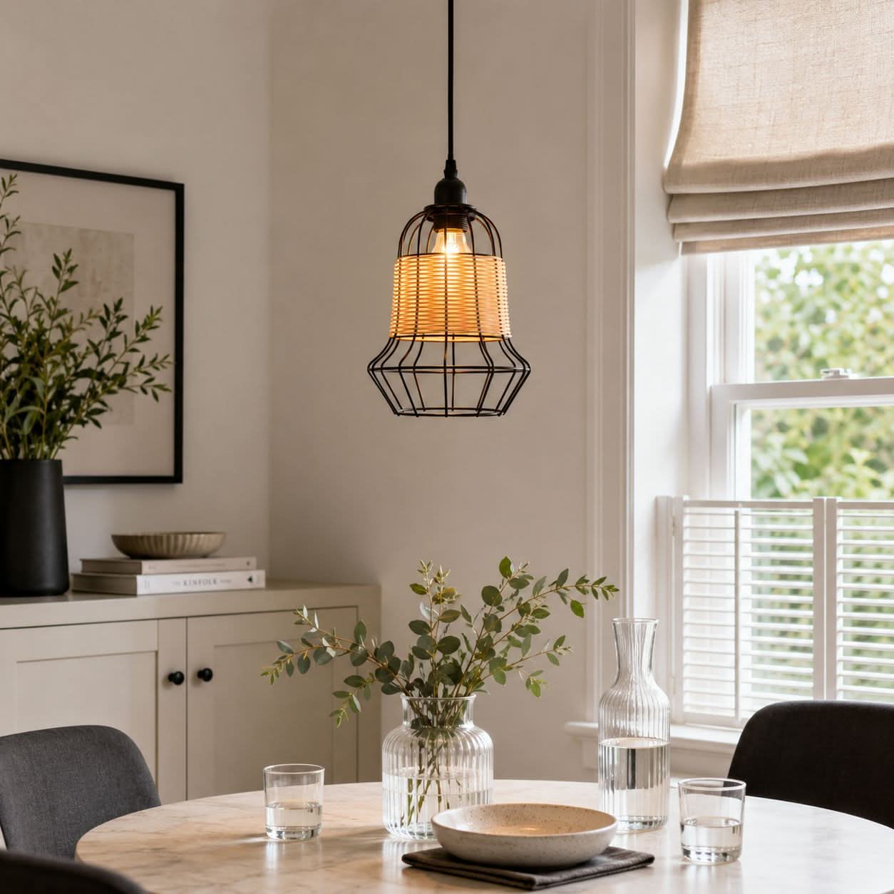 Glyph-Lightsin Basket-Inspired Bar Pendant Light Natural Rattan Pendant Lighting