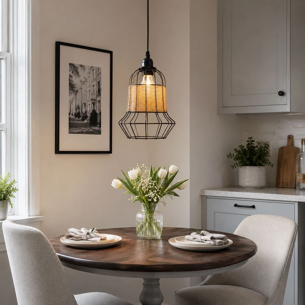 Glyph-Lightsin Basket-Inspired Bar Pendant Light Natural Rattan Pendant Lighting