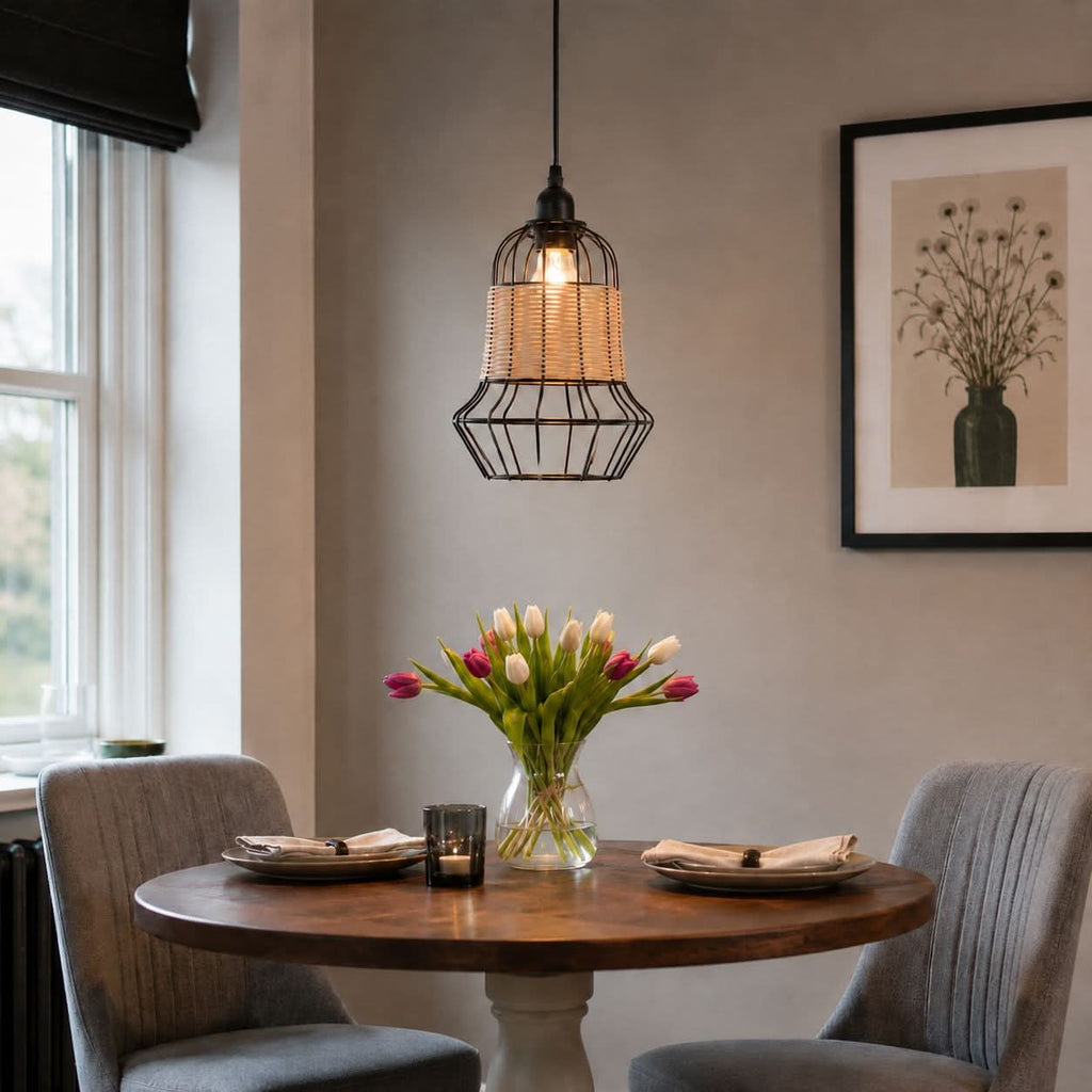 Glyph-Lightsin Basket-Inspired Bar Pendant Light Natural Rattan Pendant Lighting