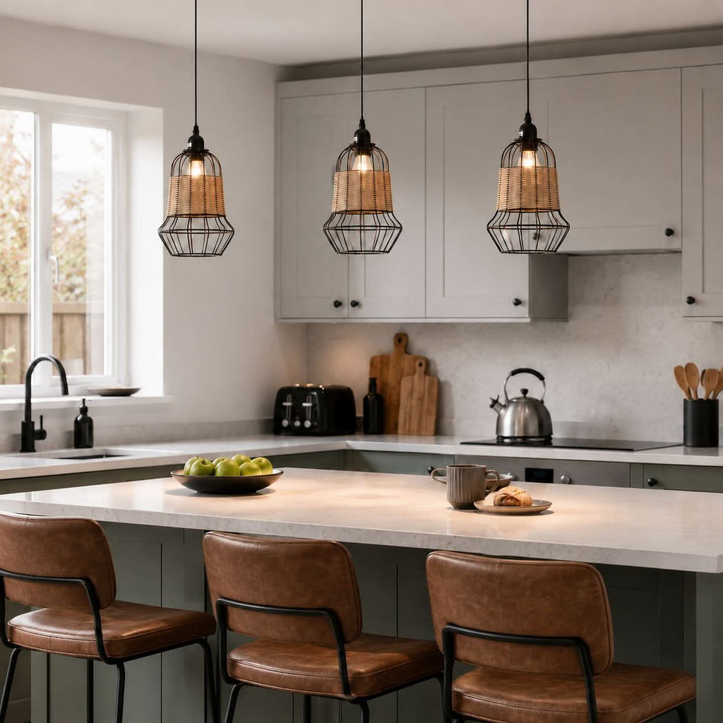 Glyph-Lightsin Basket-Inspired Bar Pendant Light Natural Rattan Pendant Lighting