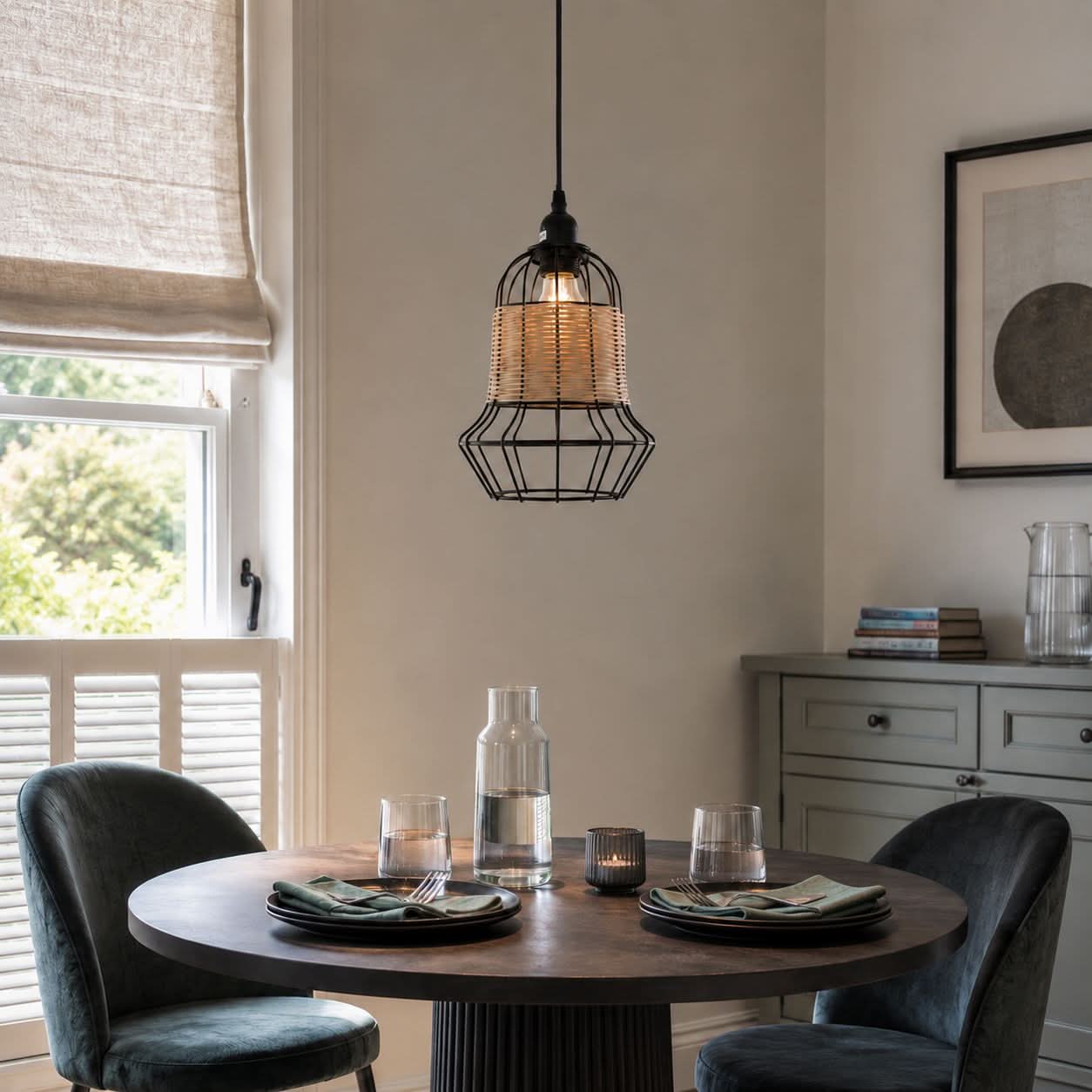 Glyph-Lightsin Basket-Inspired Bar Pendant Light Natural Rattan Pendant Lighting