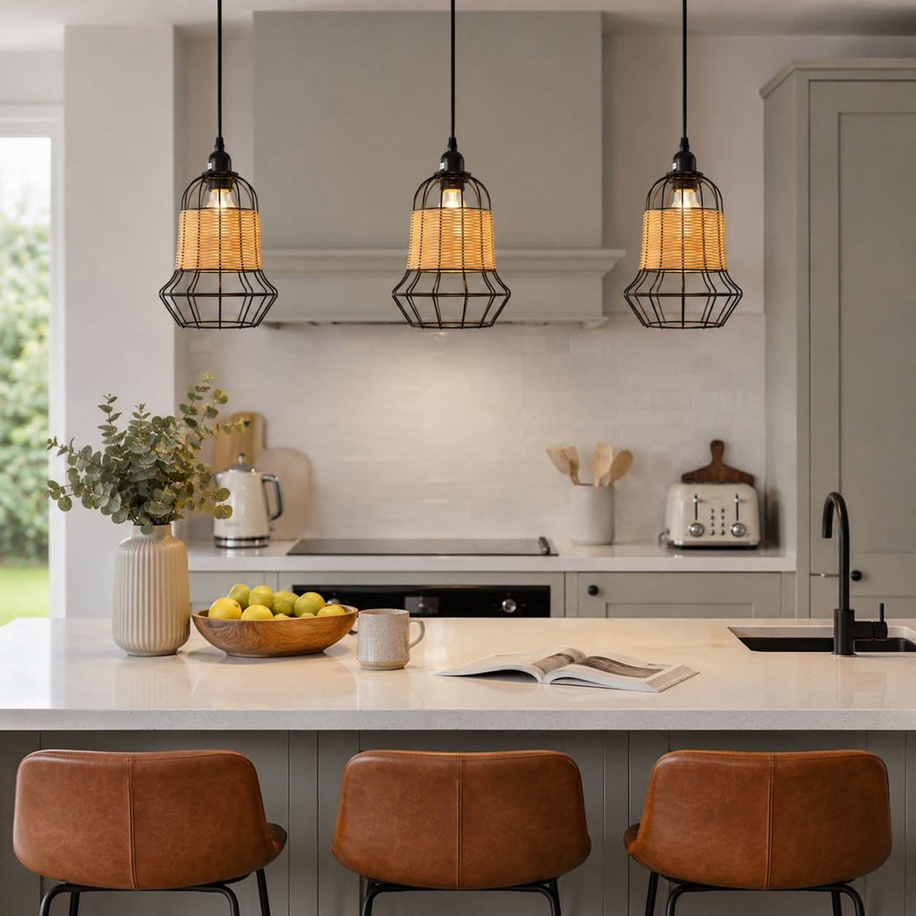Glyph-Lightsin Basket-Inspired Bar Pendant Light Natural Rattan Pendant Lighting