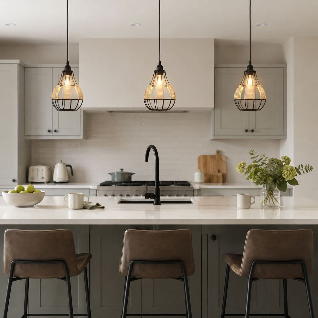 Glyph-Lightsin Basketweave Rattan Pendant Light for Cozy Earthy Elegance