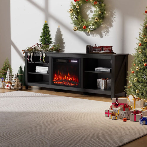 23Inch Electric Fireplace with TV Stand | 12 Flame Colours, Remote Control