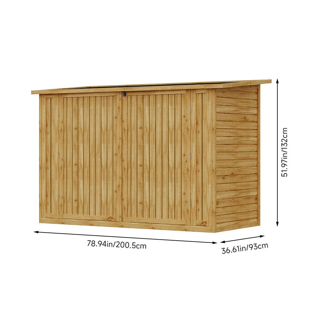 Wooden Bicycle Shed with Asphalt Roof and Steel Locking Door