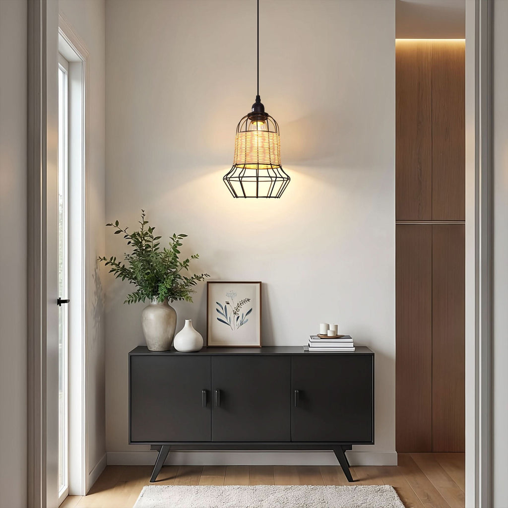 Glyph-Lightsin Basket-Inspired Bar Pendant Light Natural Rattan Pendant Lighting
