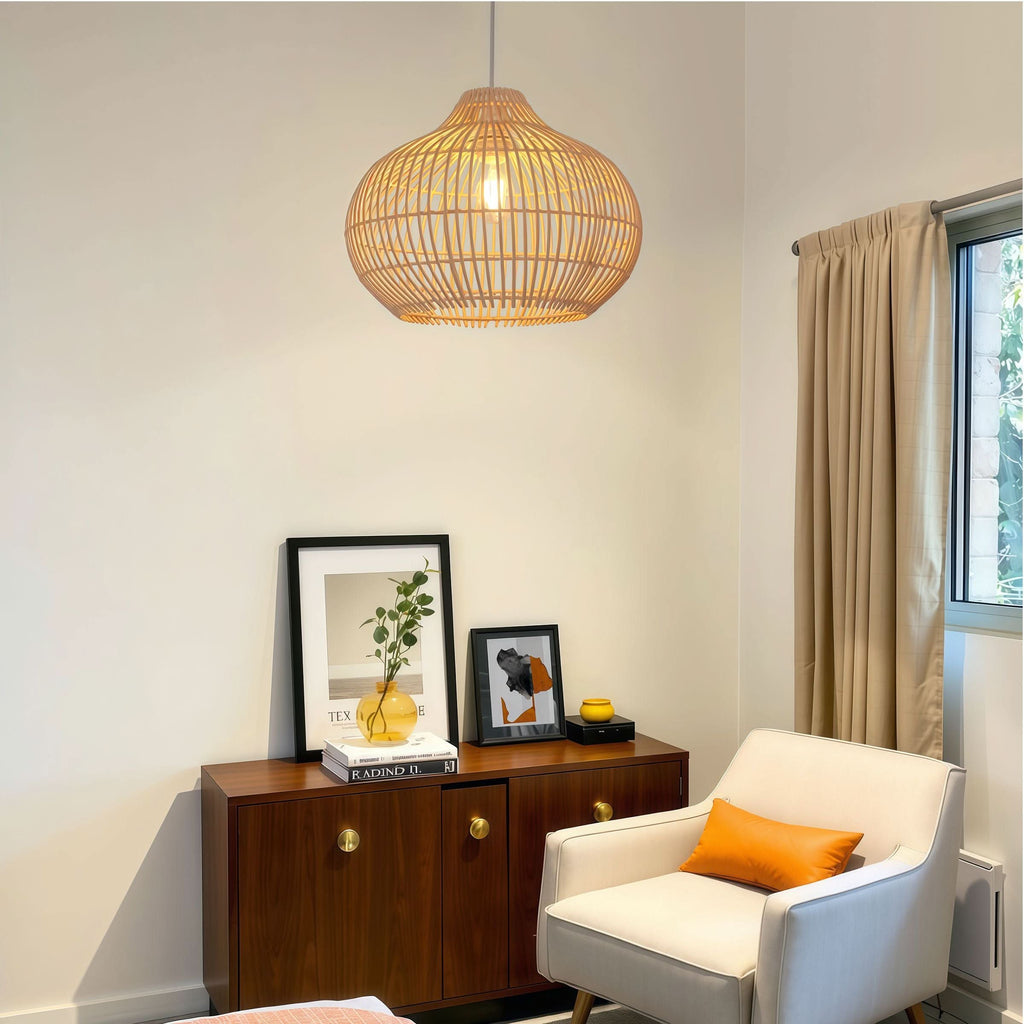 Lightsin Cella-Natural Bamboo Basket Shape Pendant Light