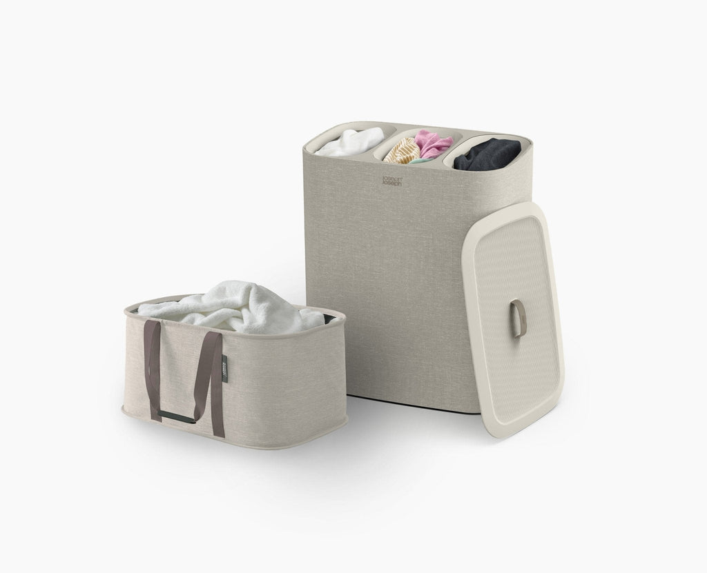 2-piece Ecru Tota Trio 90L & Hold-All™ 35L Laundry Basket Set