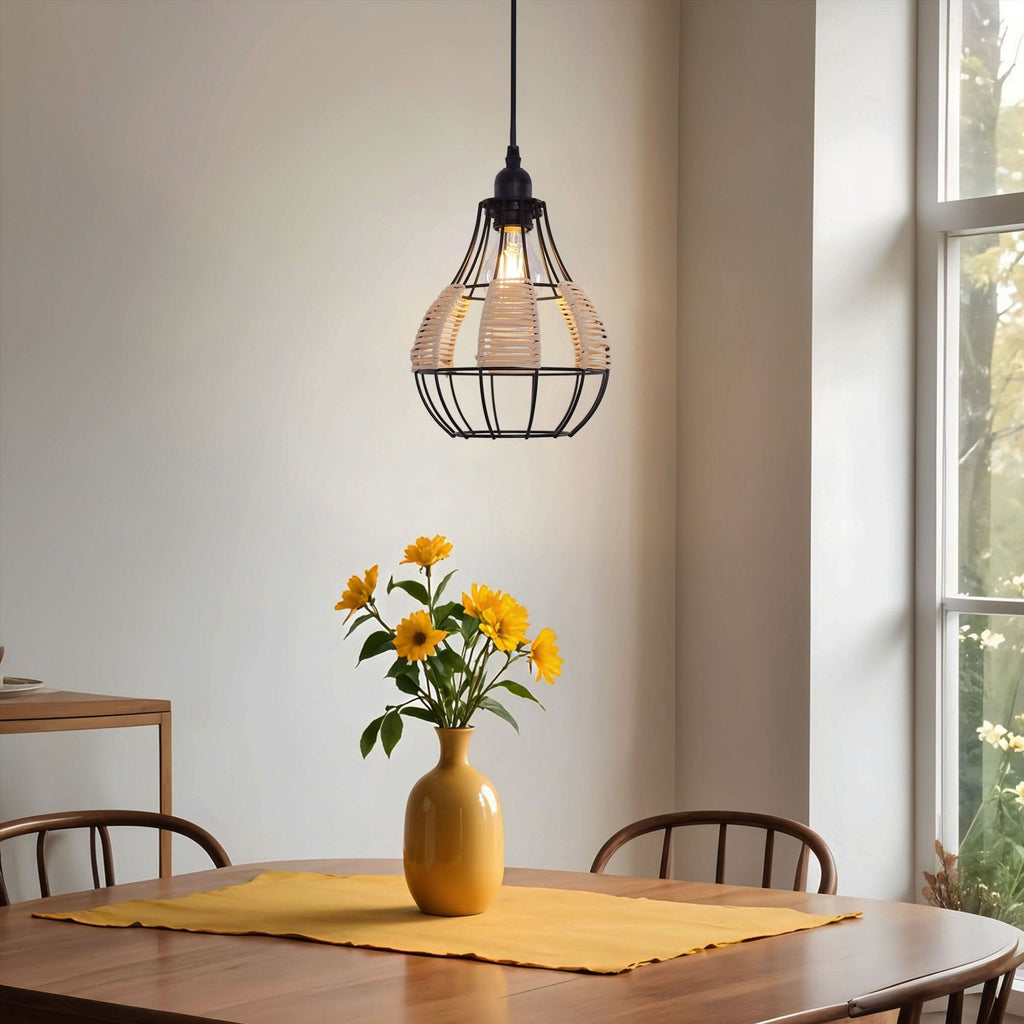 Glyph-Lightsin Basketweave Rattan Pendant Light for Cozy Earthy Elegance