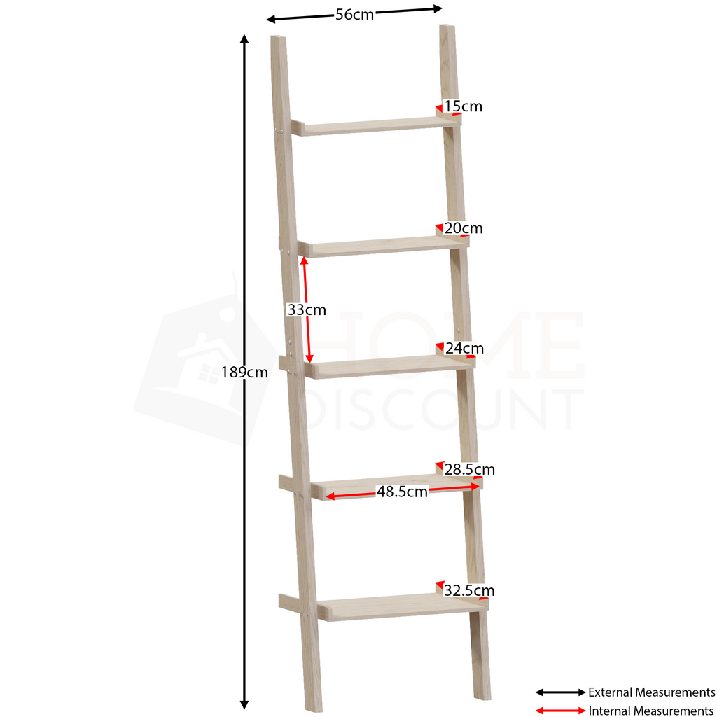 York 5-Tier Ladder Bookcase - Pine