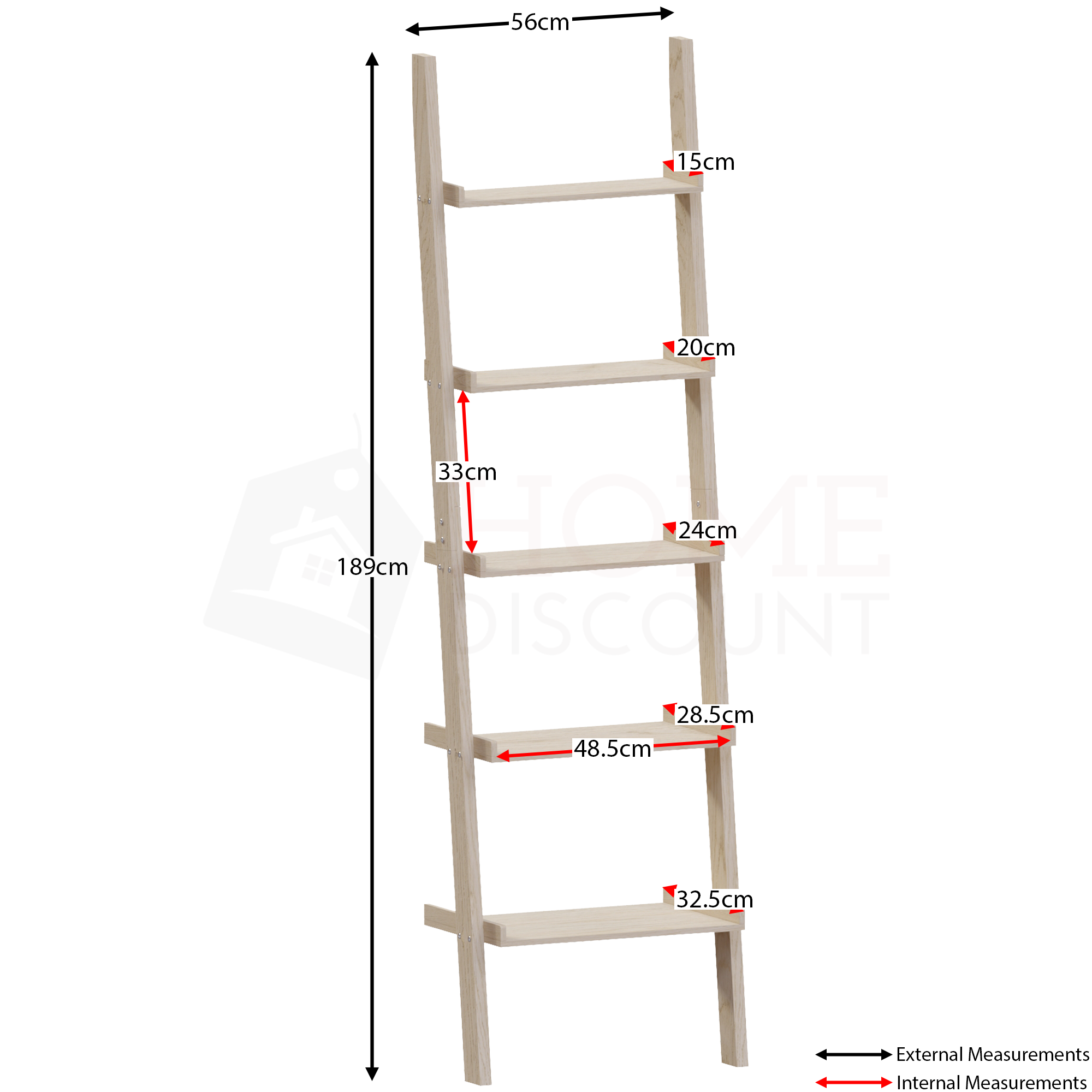 York 5-Tier Ladder Bookcase - Pine