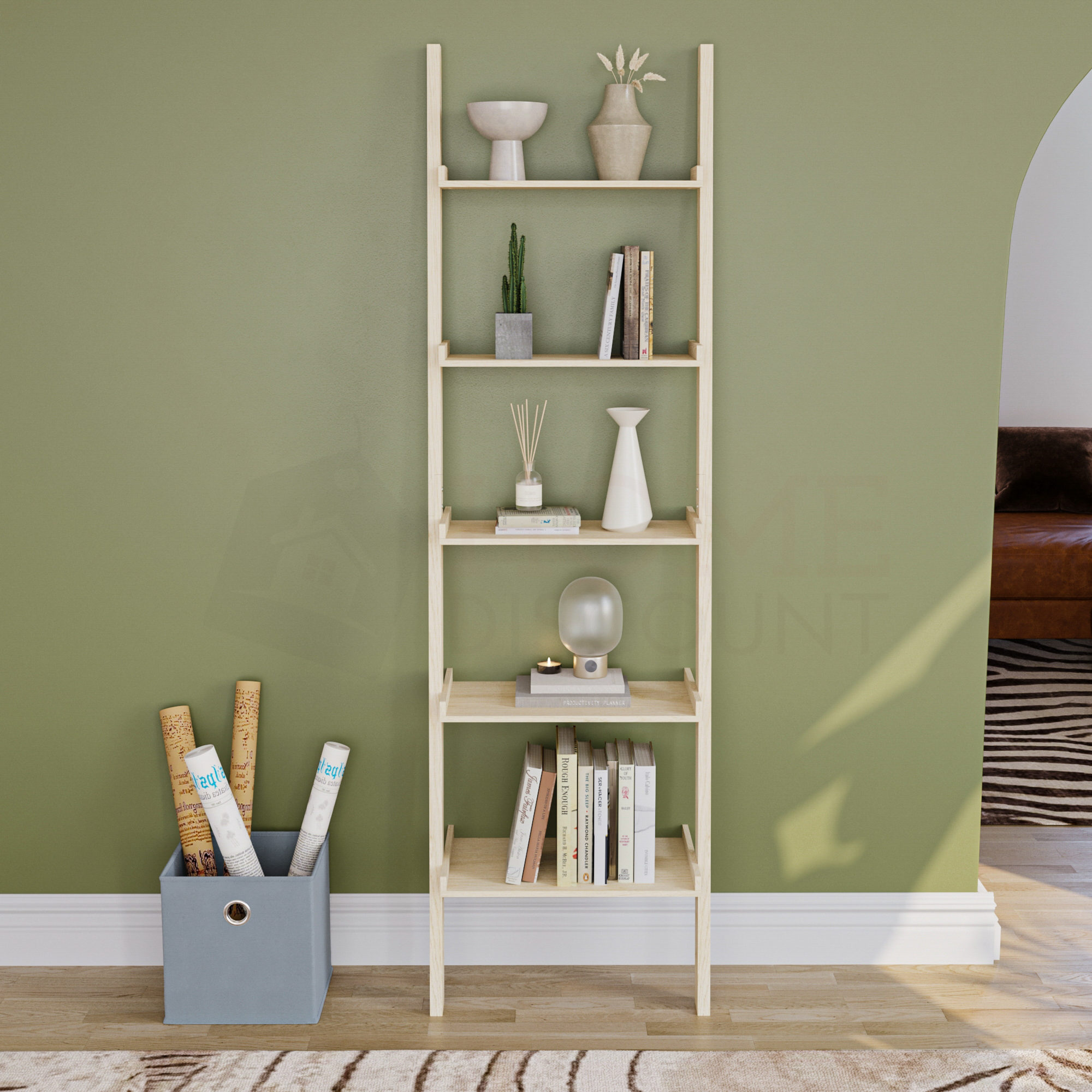 York 5-Tier Ladder Bookcase - Pine