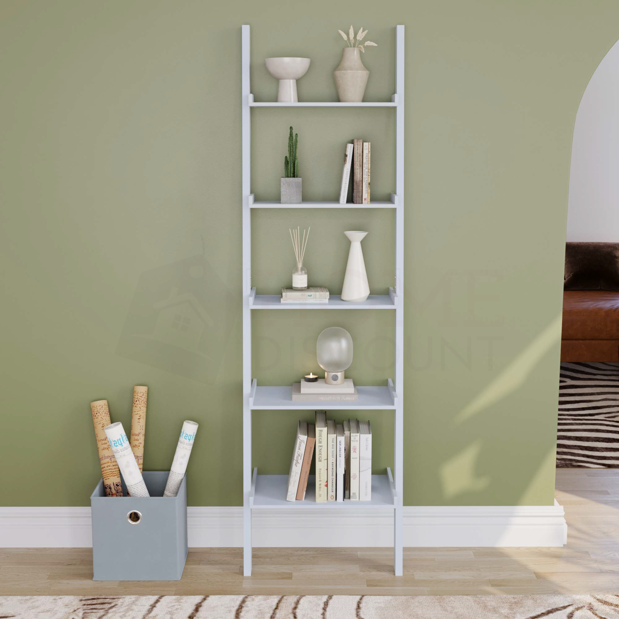 York 5-Tier Ladder Bookcase - Grey