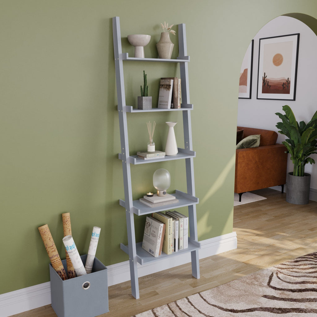 York 5-Tier Ladder Bookcase - Grey