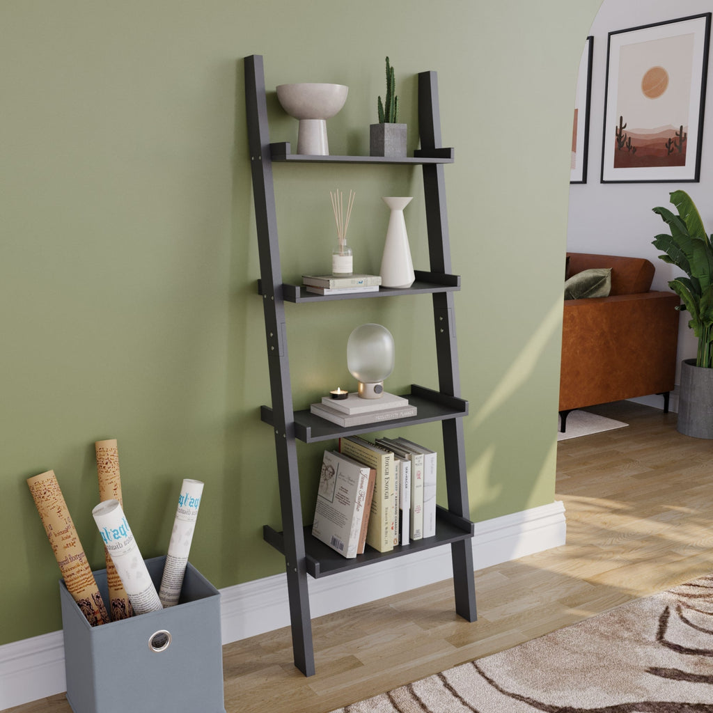 York 4-Tier Ladder Bookcase - Black