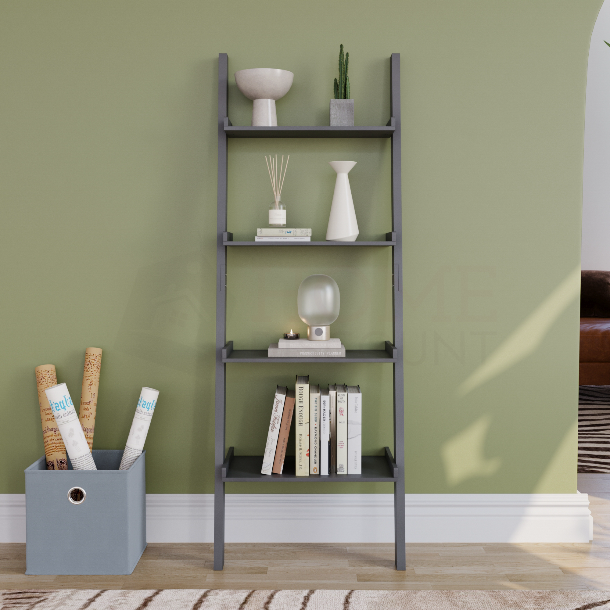 York 4-Tier Ladder Bookcase - Black