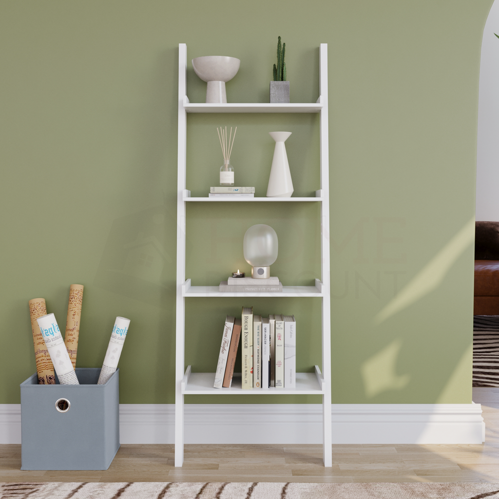 York 4-Tier Ladder Bookcase - White