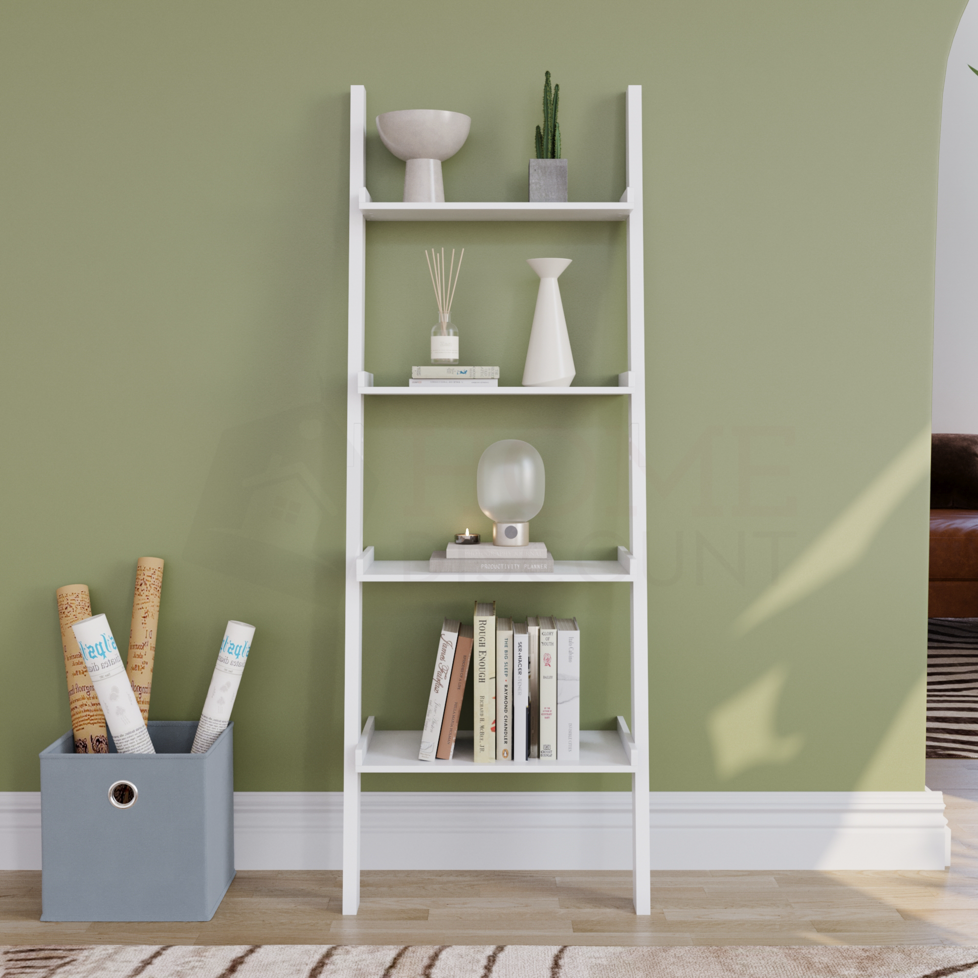 York 4-Tier Ladder Bookcase - White