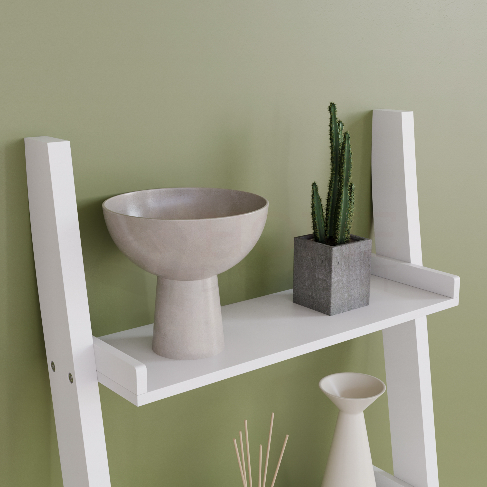 York 4-Tier Ladder Bookcase - White