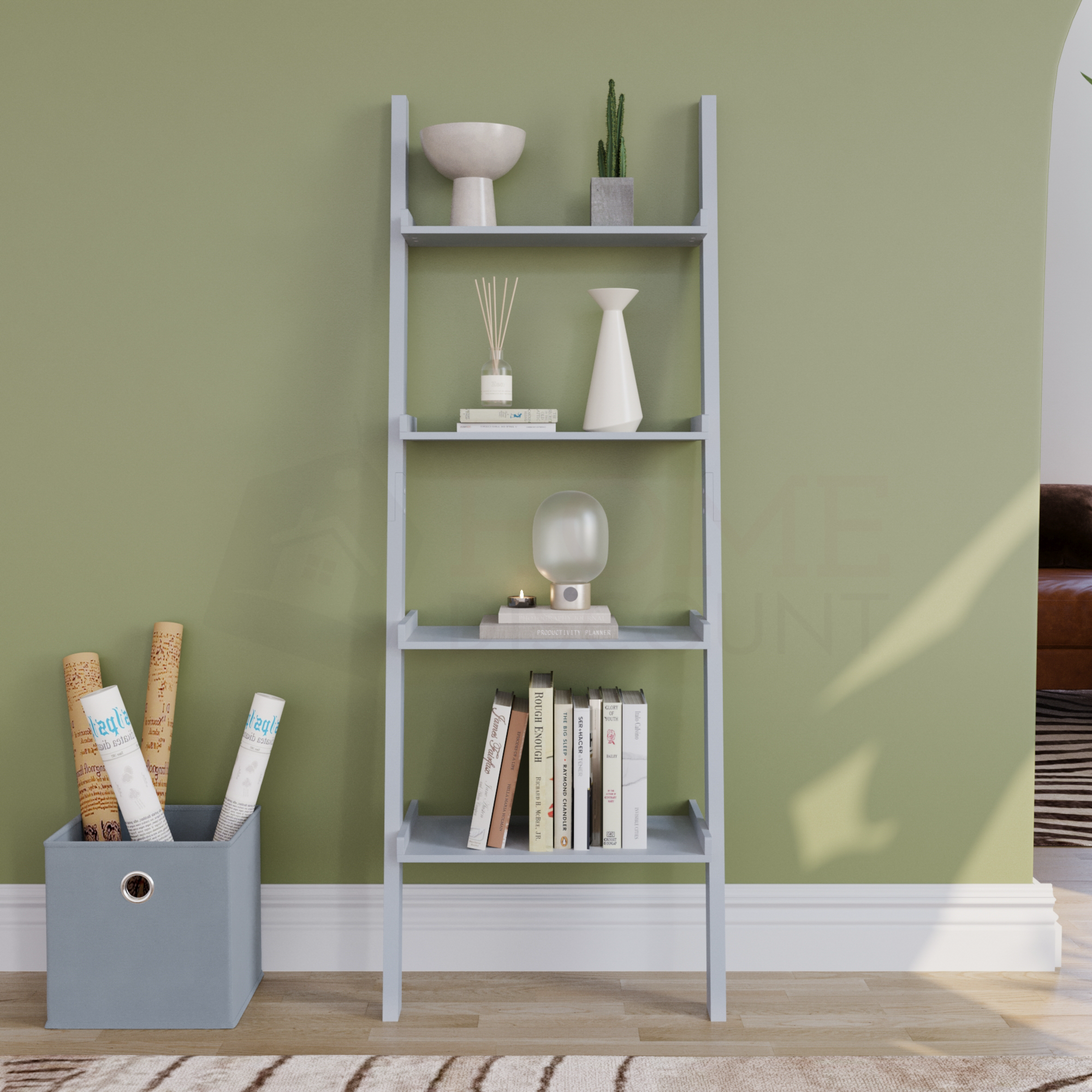 York 4-Tier Ladder Bookcase - Grey
