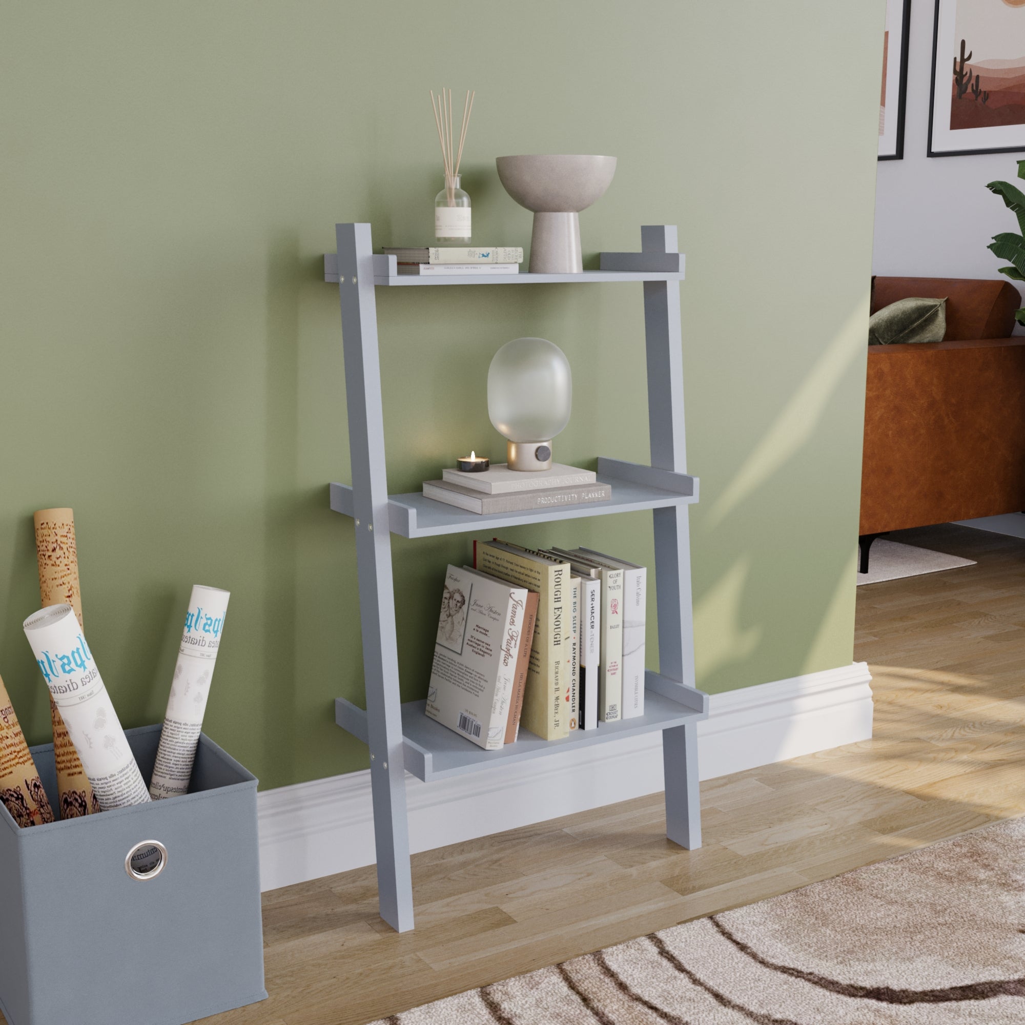York 3-Tier Ladder Bookcase - Grey