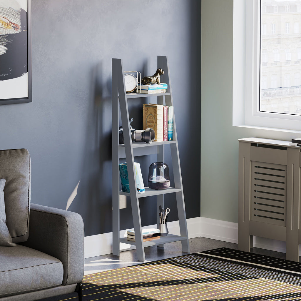 Bristol 4-Tier Step Ladder Bookcase - Grey