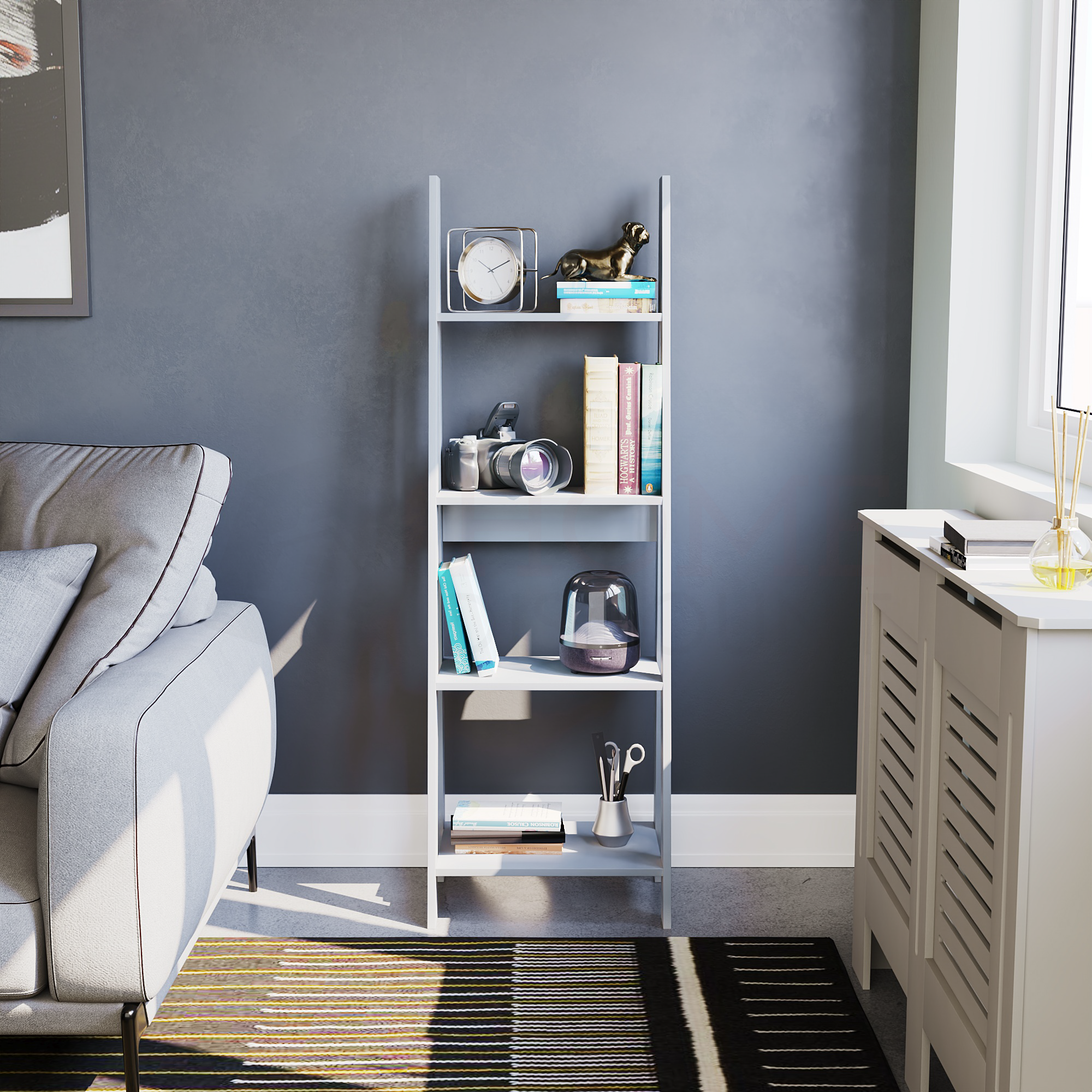 Bristol 4-Tier Step Ladder Bookcase - Grey