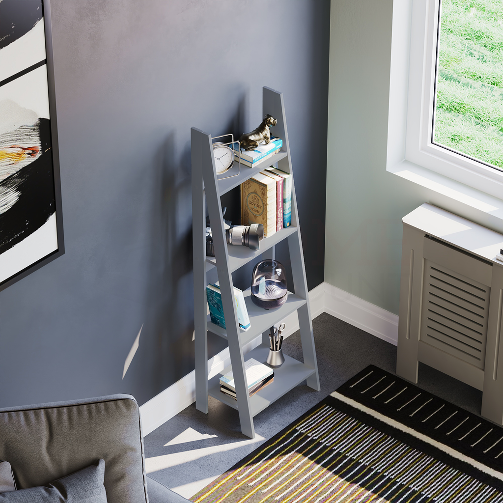 Bristol 4-Tier Step Ladder Bookcase - Grey