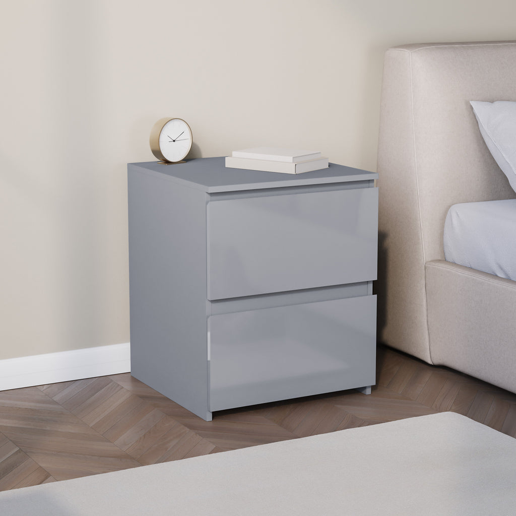 Glinton 2-Drawer Bedside Chest - Grey (FSC 100%)