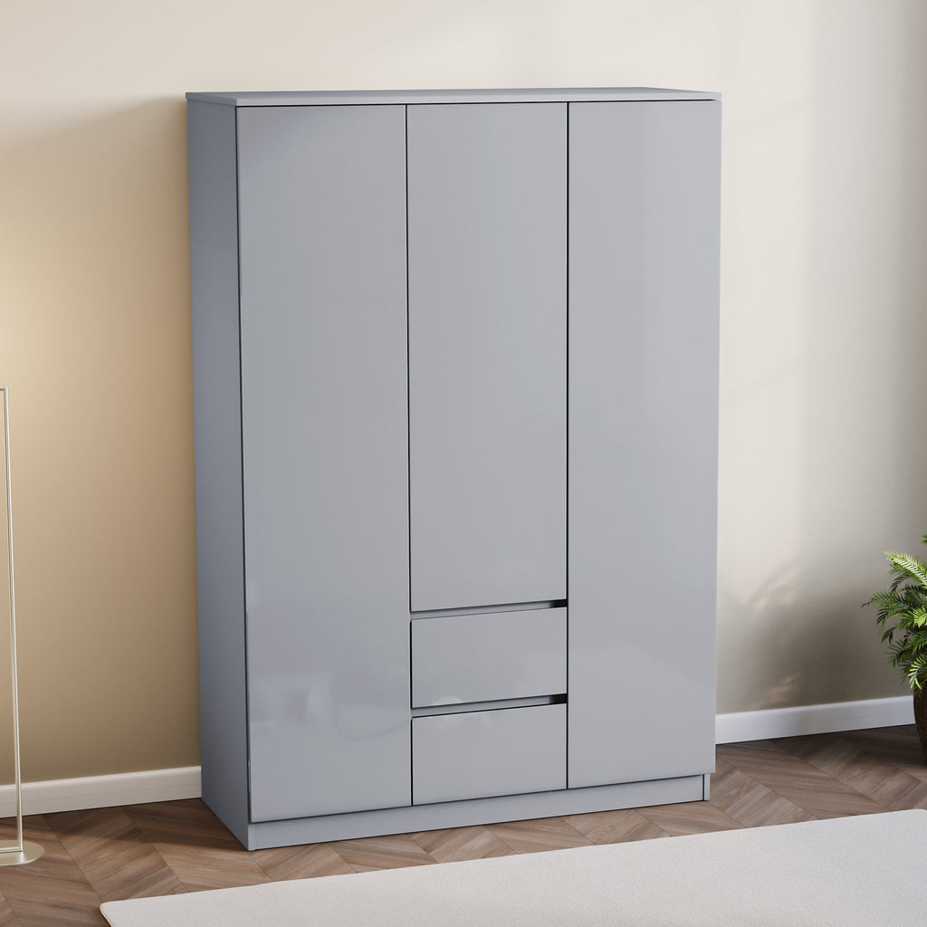 Glinton 3-Door 2-Drawer Wardrobe, Grey (FSC 100%)