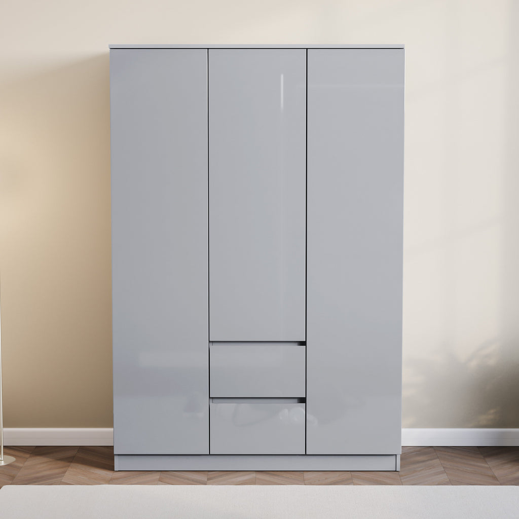 Glinton 3-Door 2-Drawer Wardrobe, Grey (FSC 100%)