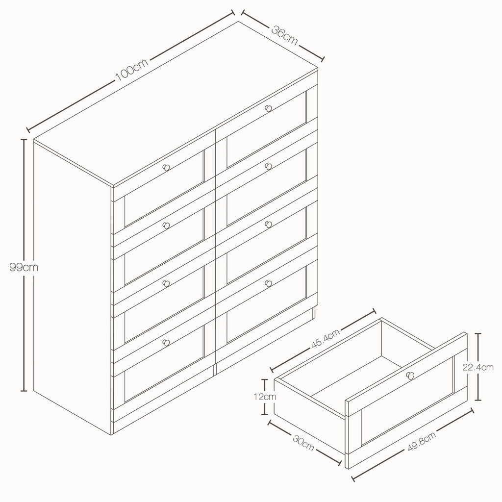 Altino 8 Drawer Chest Cabinet, Black
