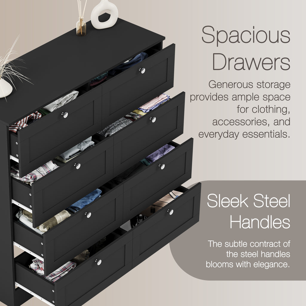 Altino 8 Drawer Chest Cabinet, Black
