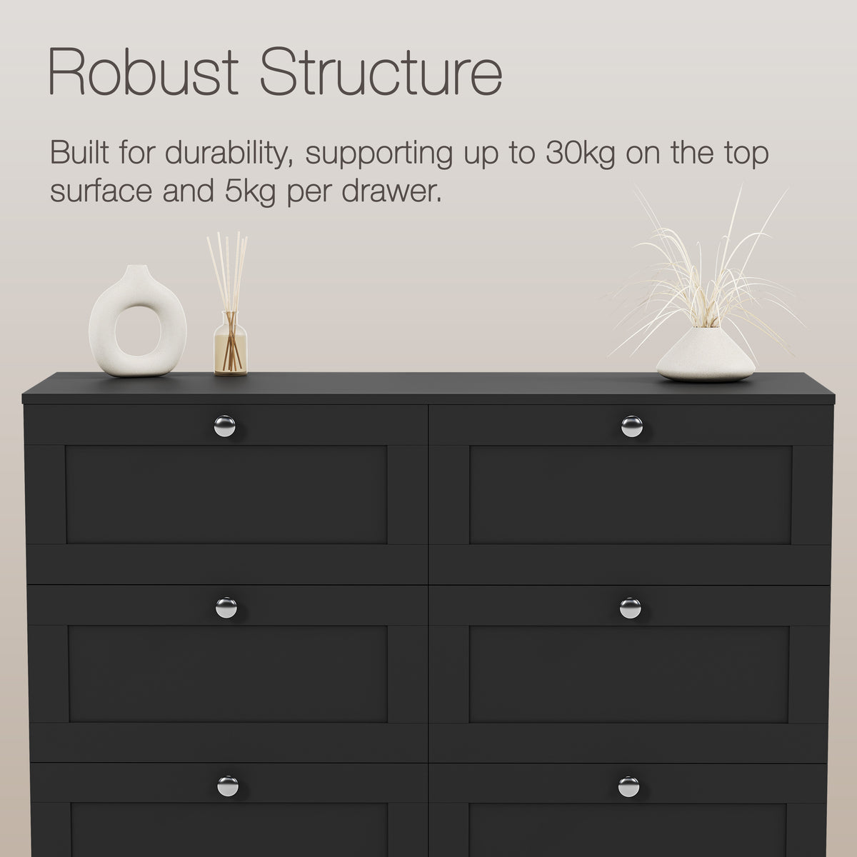 Altino 8 Drawer Chest Cabinet, Black