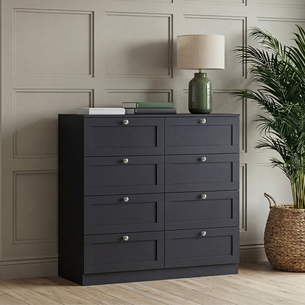 Altino 8 Drawer Chest Cabinet, Black