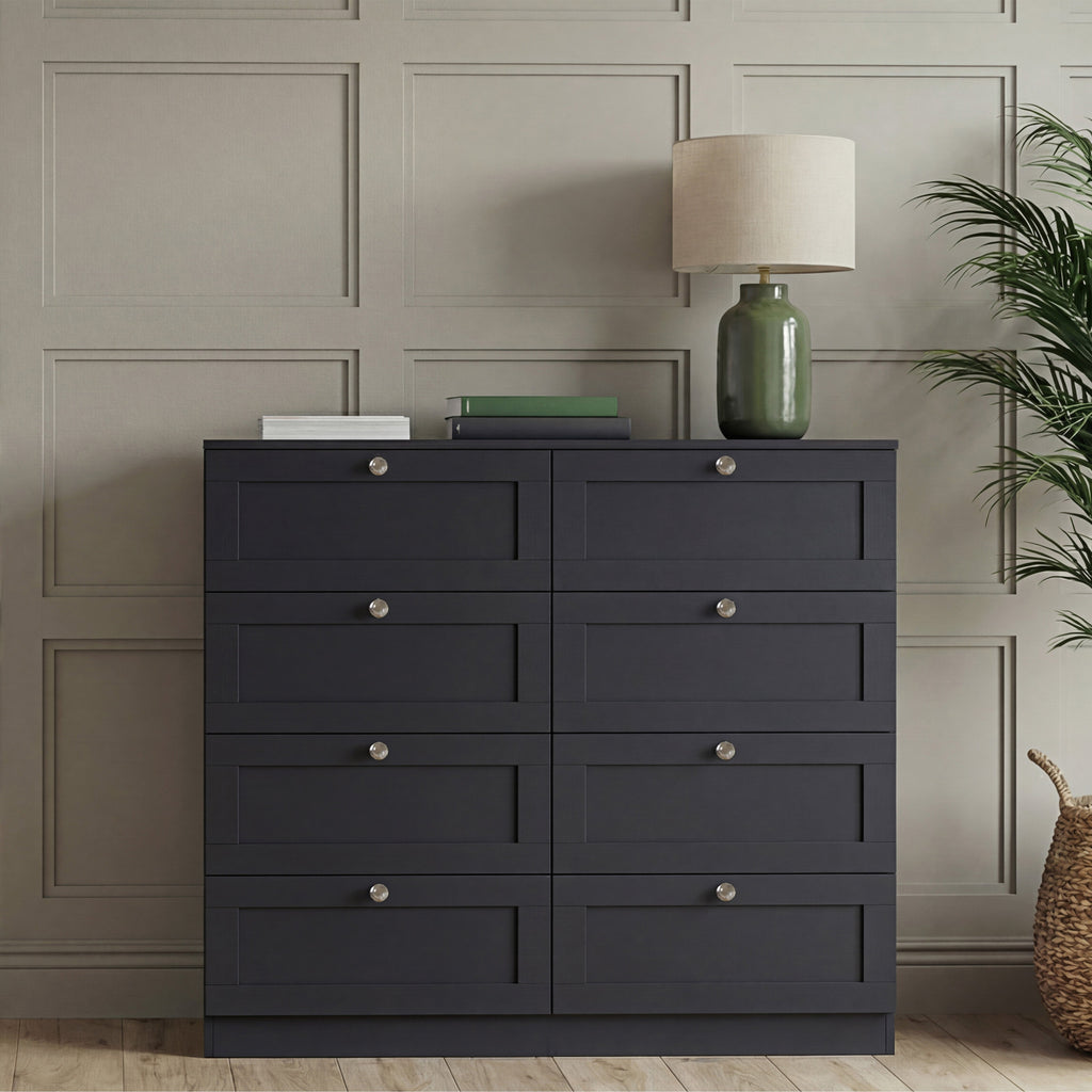 Altino 8 Drawer Chest Cabinet, Black