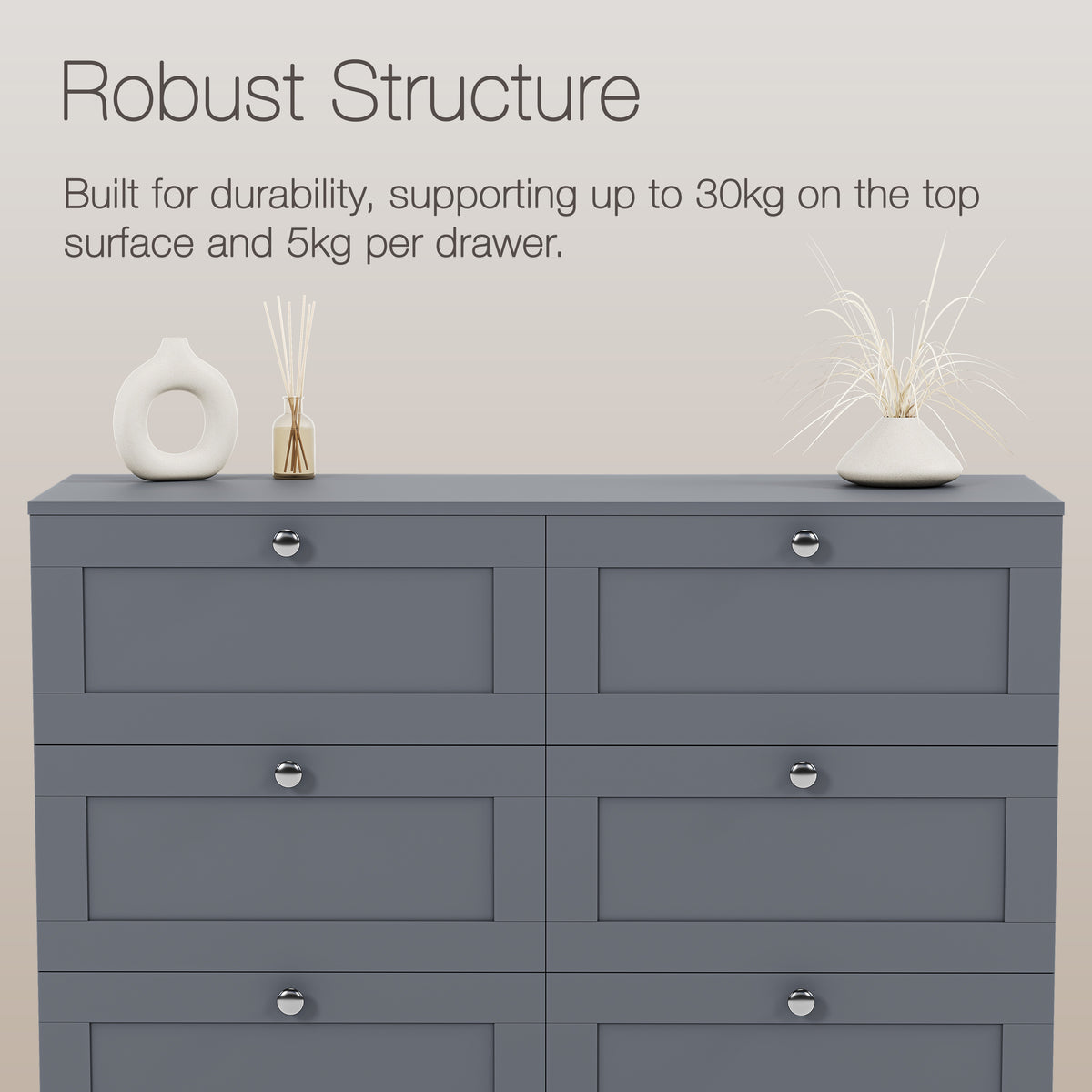 Altino 8 Drawer Chest Cabinet, Grey