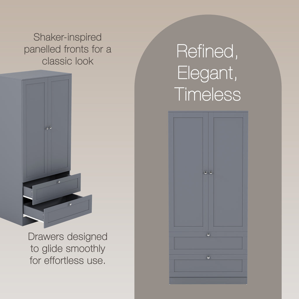 Altino 2 Door 2 Drawer Wardrobe, Grey