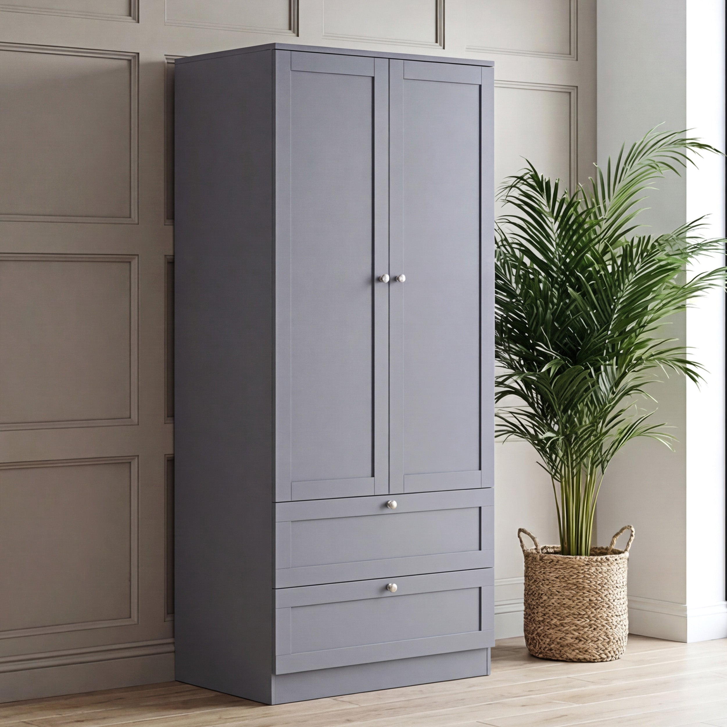 Altino 2 Door 2 Drawer Wardrobe, Grey