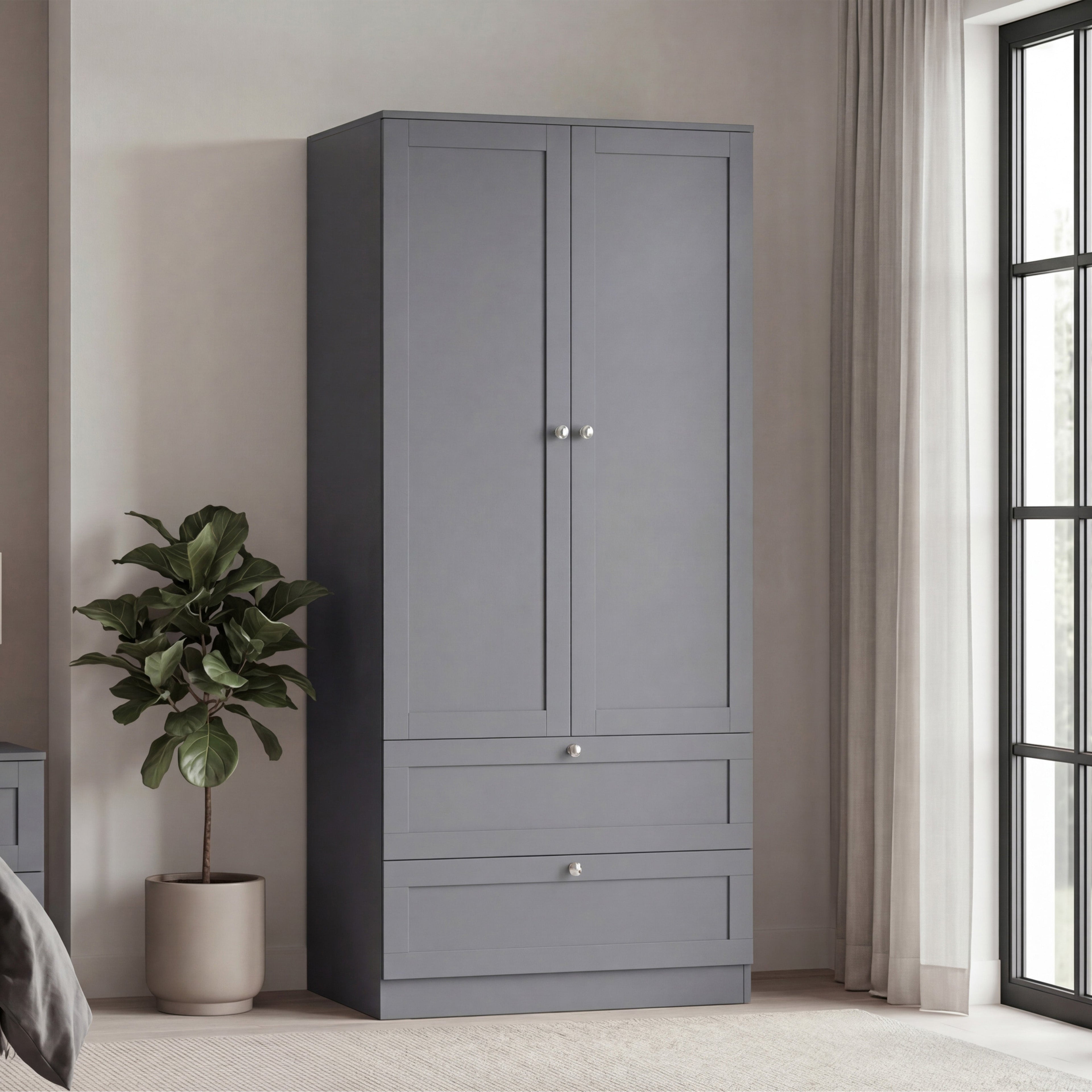 Altino 2 Door 2 Drawer Wardrobe, Grey