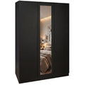 Denver 3 Door Mirrored Wardrobe – Modern Spacious Bedroom Storage Closet, Black