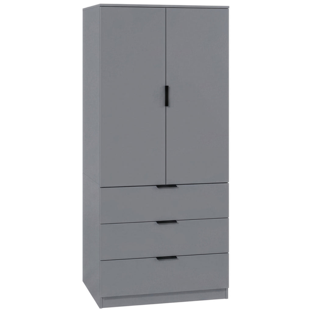 Trega 2 Door 3 Drawer Wardrobe – Modern Spacious Bedroom Storage Closet, Grey