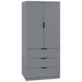 Trega 2 Door 3 Drawer Wardrobe – Modern Spacious Bedroom Storage Closet, Grey