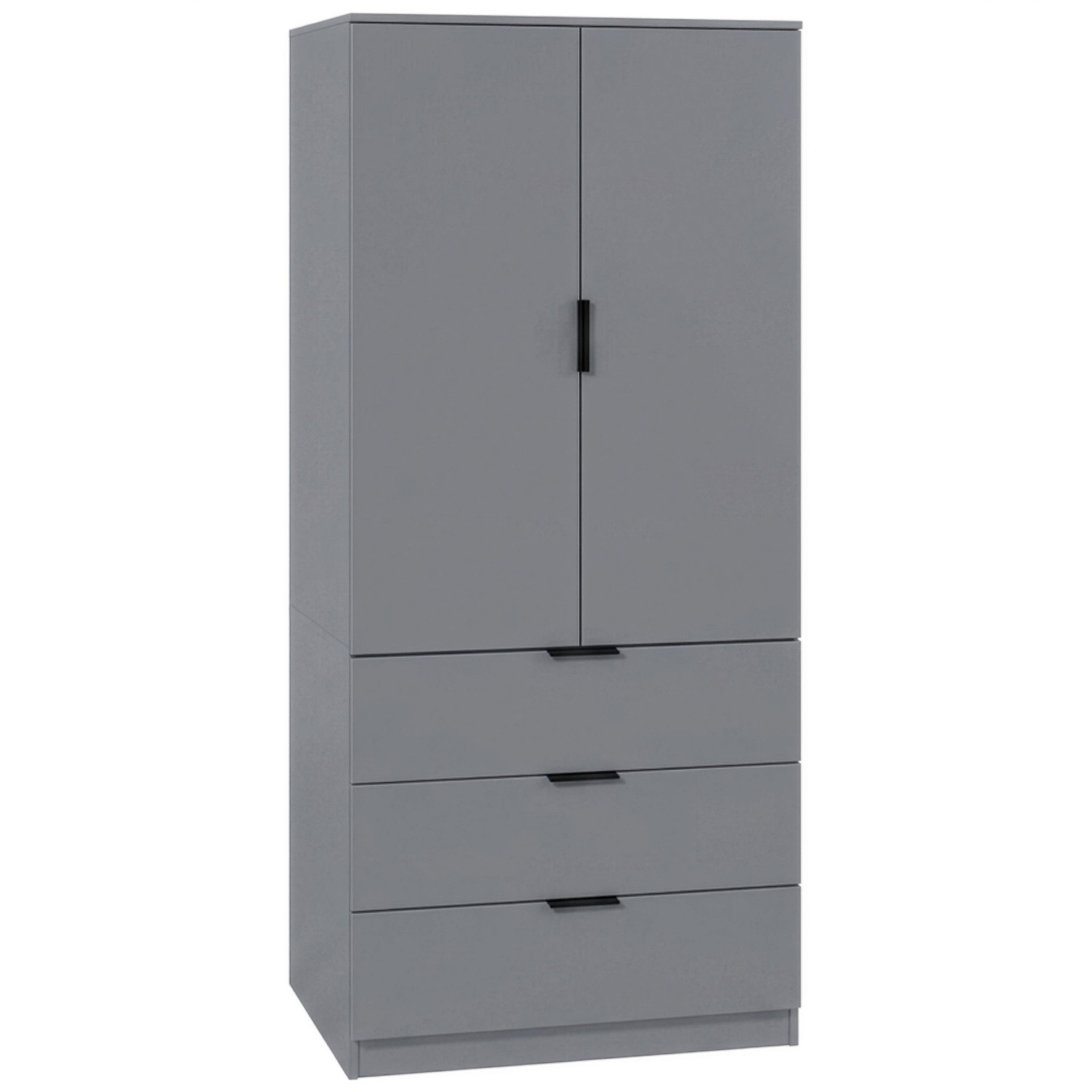 Trega 2 Door 3 Drawer Wardrobe – Modern Spacious Bedroom Storage Closet, Grey