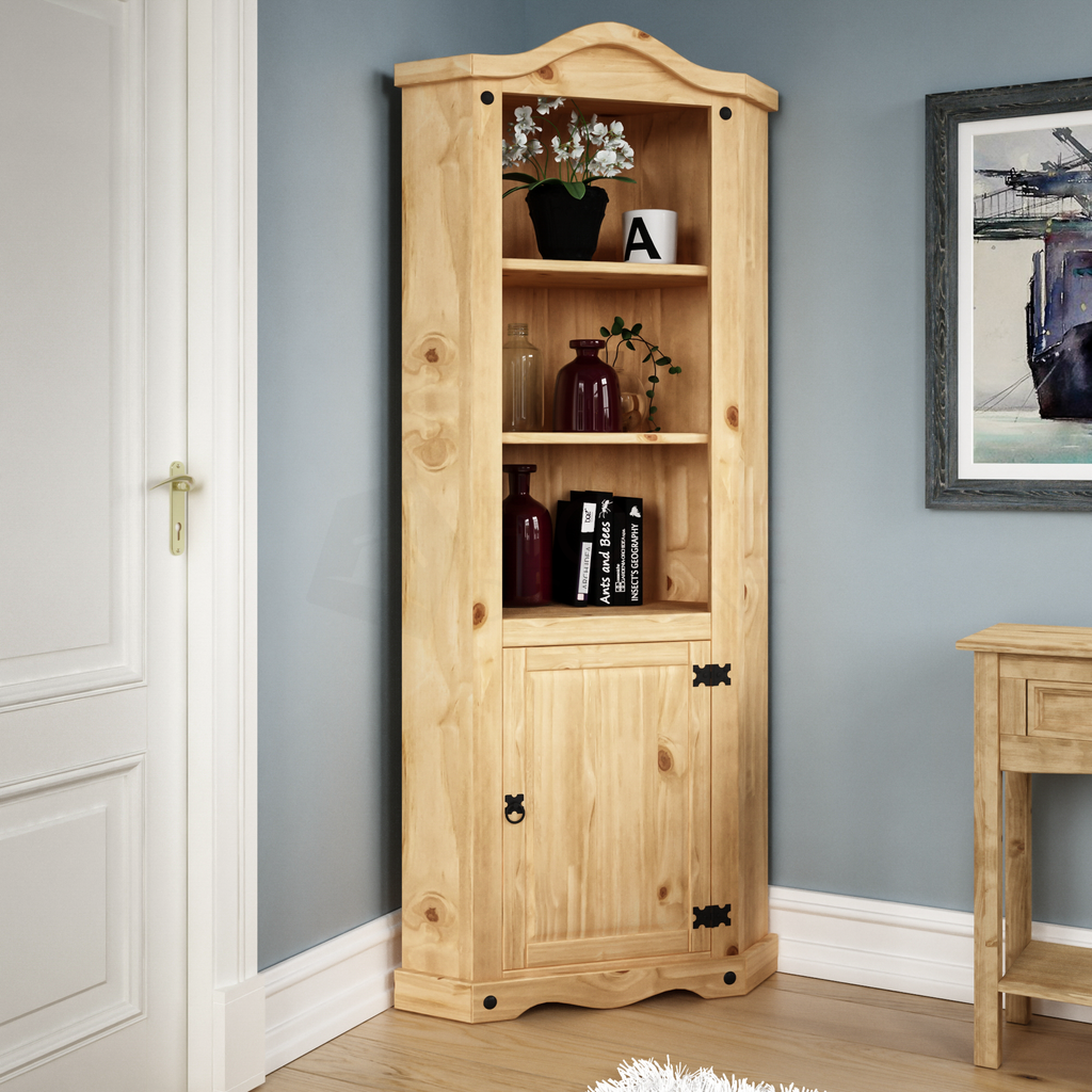 Corona 1-Door Corner Bookcase