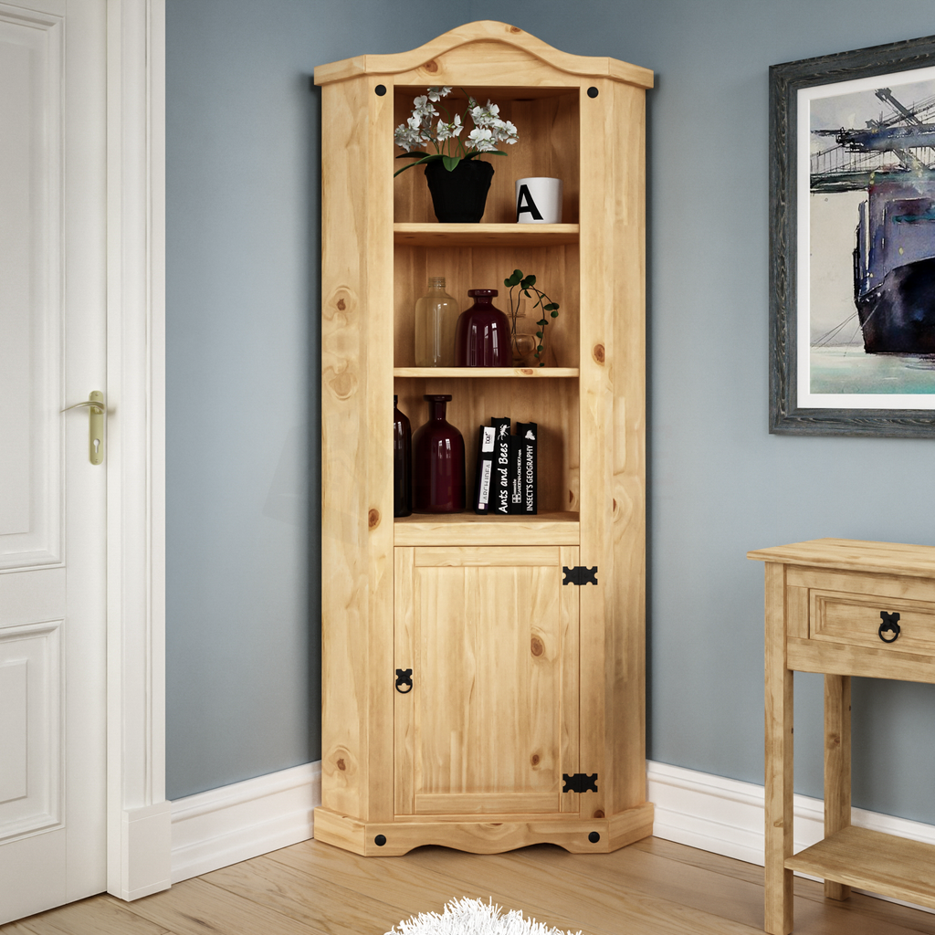 Corona 1-Door Corner Bookcase