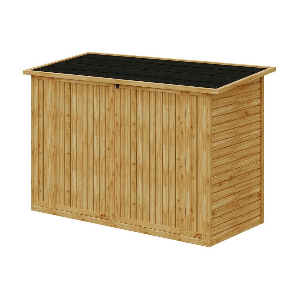 Wooden Bicycle Shed with Asphalt Roof and Steel Locking Door