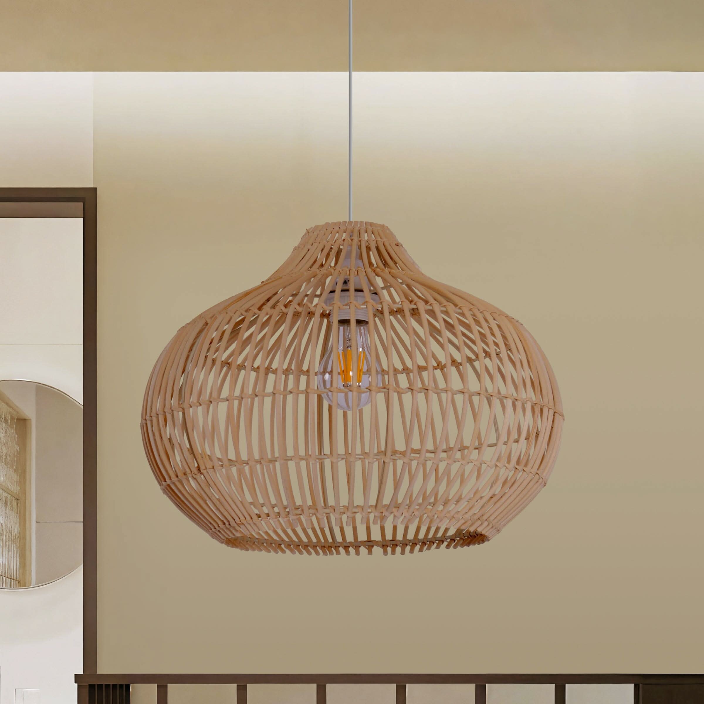 Lightsin Cella-Natural Bamboo Basket Shape Pendant Light