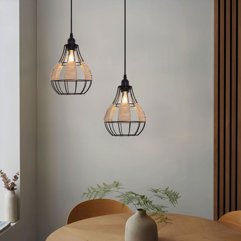 Glyph-Lightsin Basketweave Rattan Pendant Light for Cozy Earthy Elegance