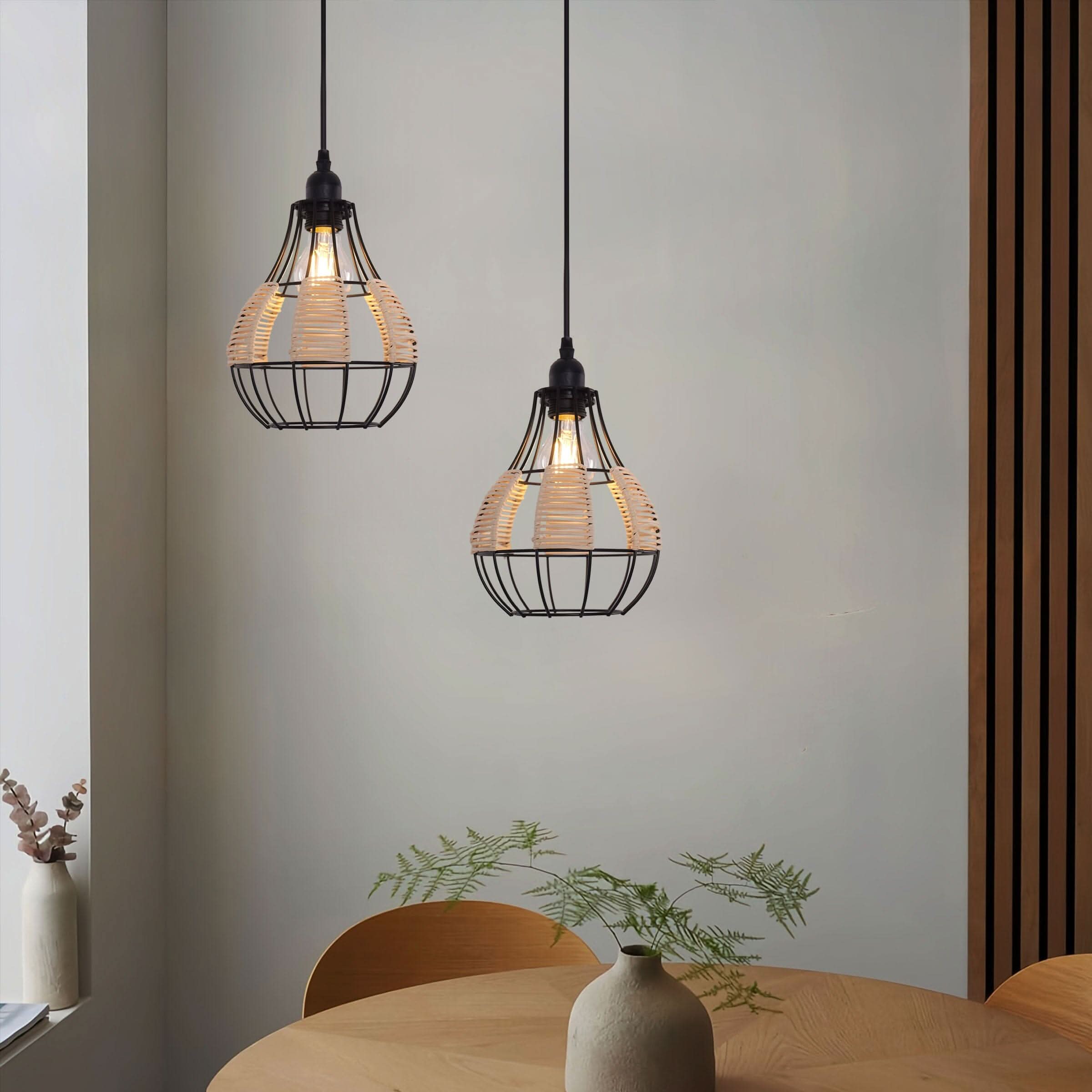 Glyph-Lightsin Basketweave Rattan Pendant Light for Cozy Earthy Elegance